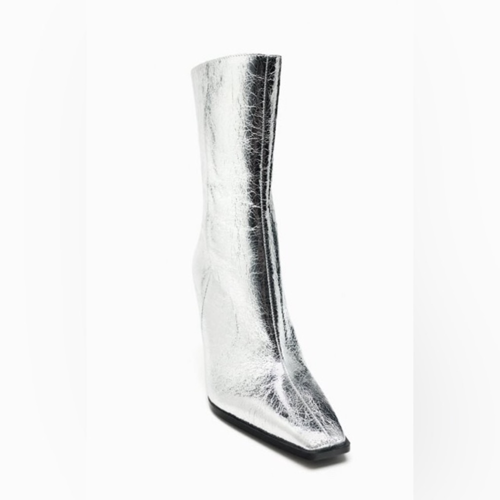 Metallic heeled ankle boots